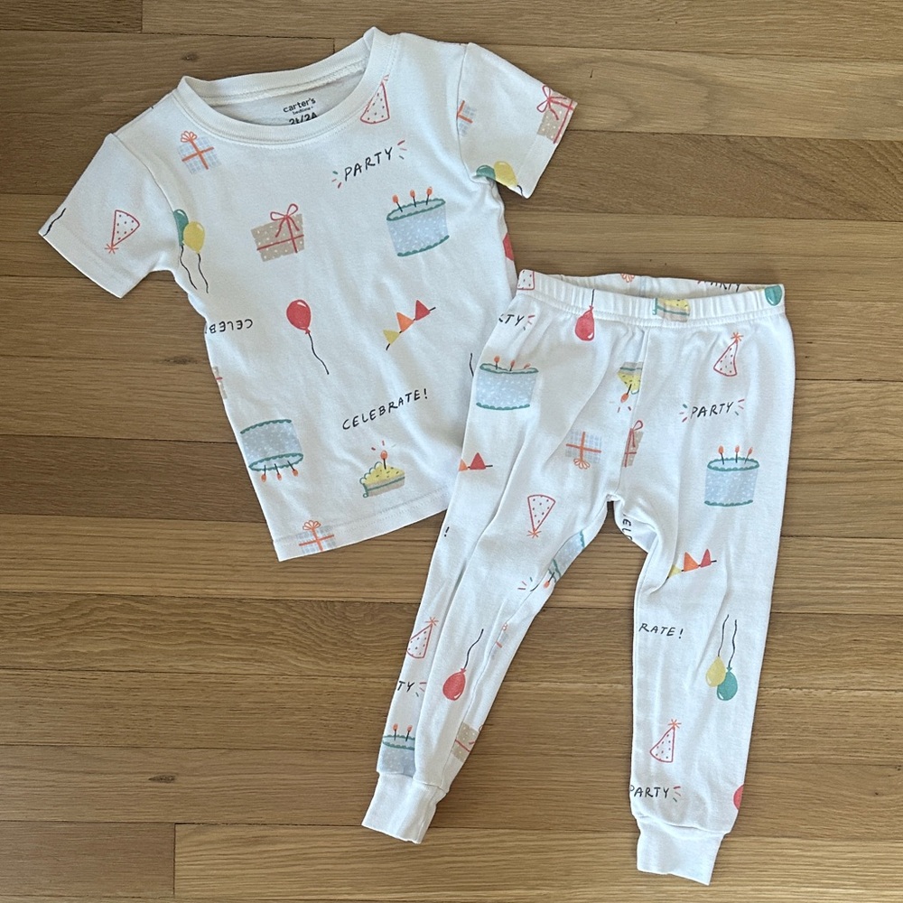 Carter's White Celebration Print Pajama Set
